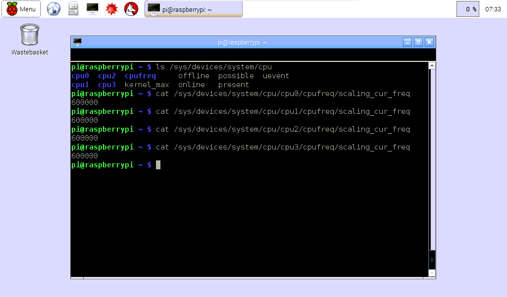 Hello Raspberry Pi Read CPUs frequency of Raspberry Pi 2