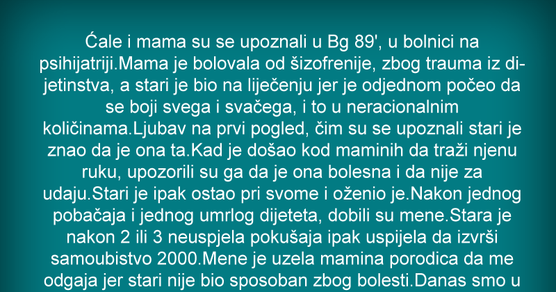 Image result for ĆALE I MAMA SU SE UPOZNALI U BG 89, U BOLNICI NA PSIHIJATRIJI. MAMA JE BOLOVALA....