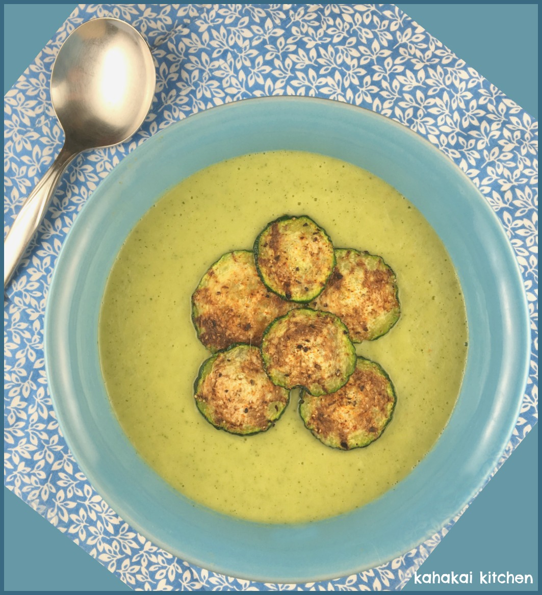Kahakai Kitchen Creamy (Vegan) Zucchini and Leek Soup with Spicy