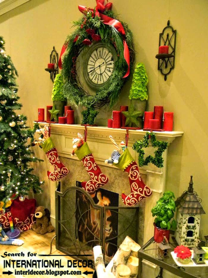 ... Christmas decorating ideas for fireplace 2015, Christmas boots decor