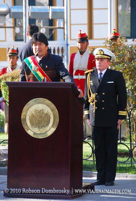 Evo Morales discursando em La Paz