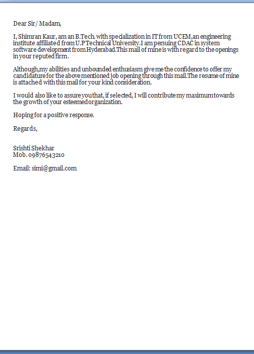 cover letter job