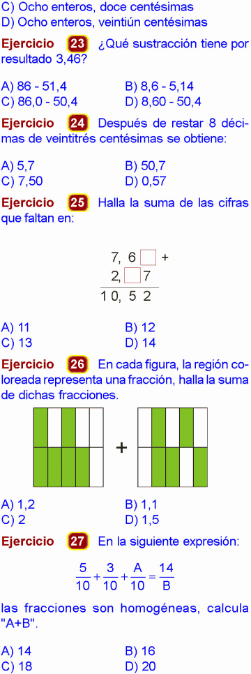 Ejercicios De Numeros Decimales Para Ninos De Primaria Con