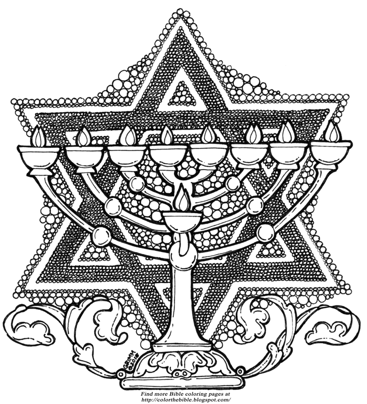 Download Color This Menorah and Star of David | Color The Bible