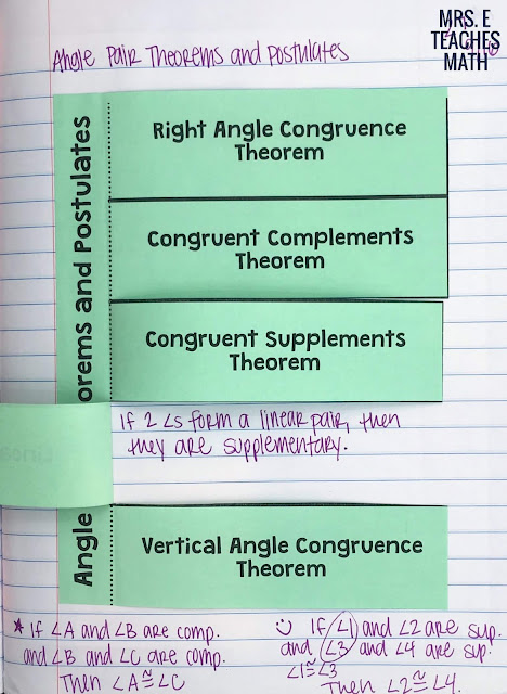 Angle Pair Relationships Theorems and Postulates Flapbook for Geometry Interactive Notebooks