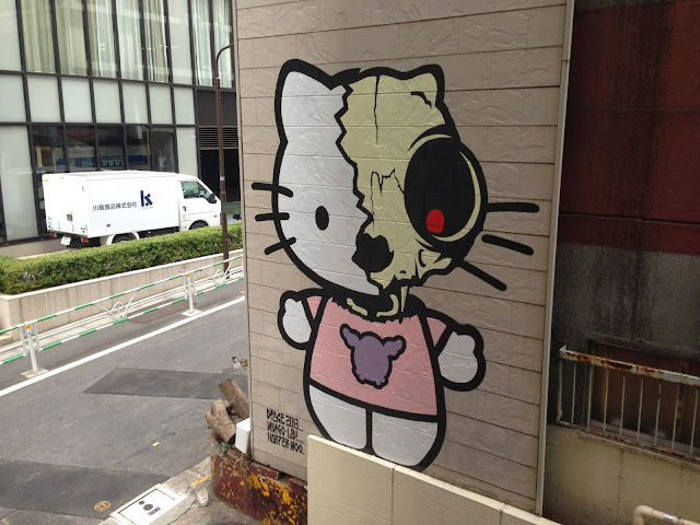 "Good Bye Kitty" New Street Piece By Dface In Shibuya, Tokyo, Japan. 1