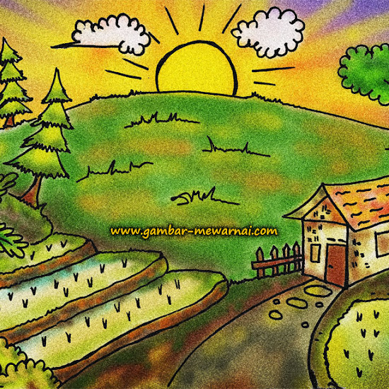 49+ Gambar Sketsa Pemandangan Alam Berwarna JPG