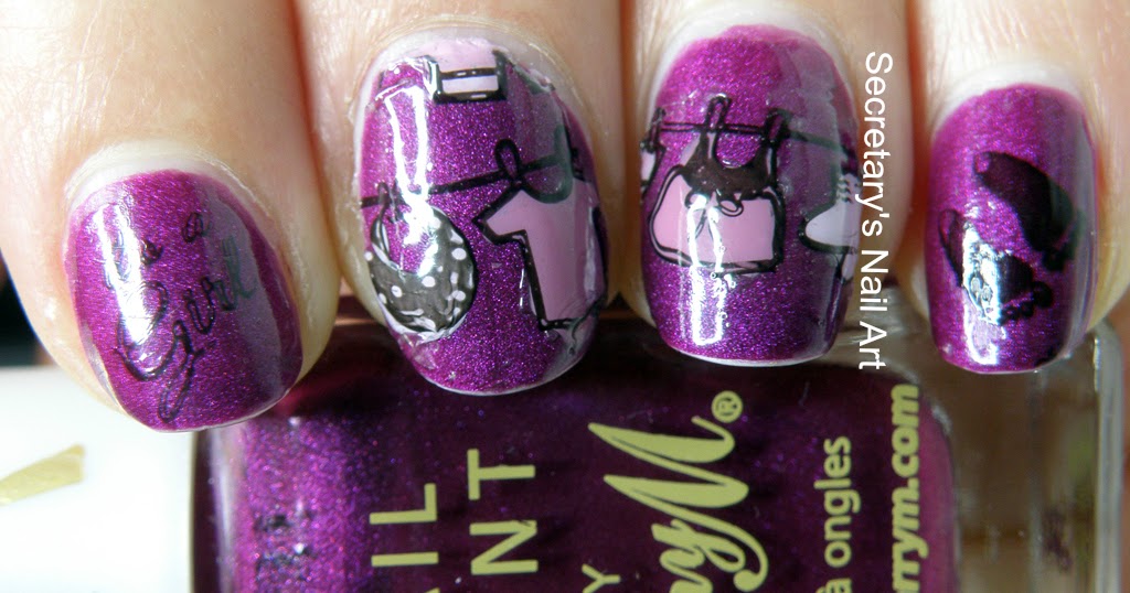 Baby Announcement and Gender Reveal Mani Secretary`s Nail Art