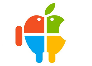 Logo Of Apple Merge With Android And Microsoft