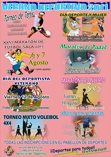 Cabeza la Vaca: Cartel de actividades deportivas para el verano.