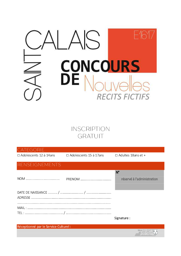 Inscription  Concours de nouvelles 2016  2017