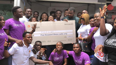THE YCEO: John Dumelo presents GHC 5,000 to snail packaging startup on University of Ghana campus