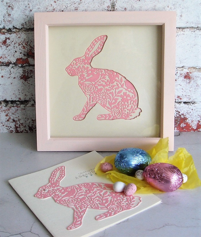 I Picked Pearlised Pink And Cream Card To Make Up My Die Cut Picture Match The Pretty Light Frames Rabbit Was Out From Center