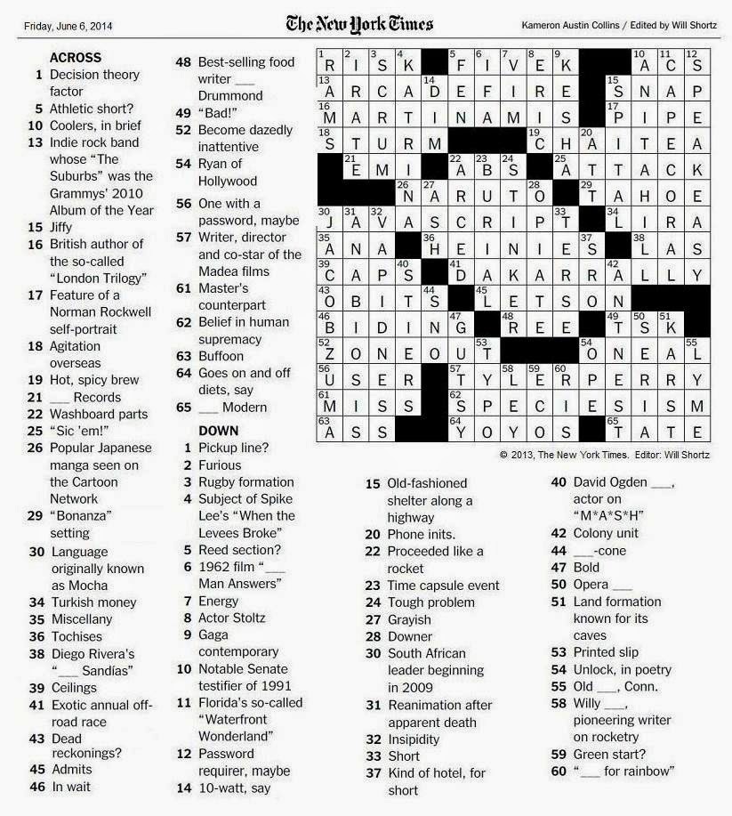 Printed Slips Nyt Crossword Printed Slips Nyt Crossword