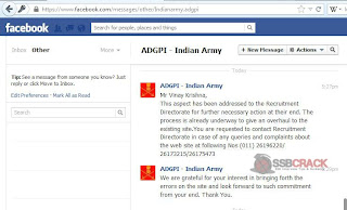 ADGPI reply regarding Indian Army Career Website