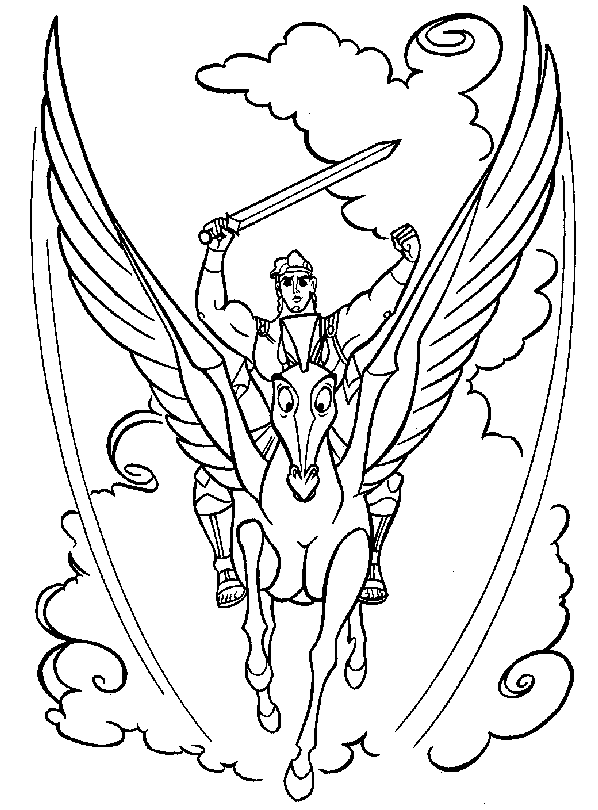 Drawing Pegasus flying Hercules coloring Child Coloring