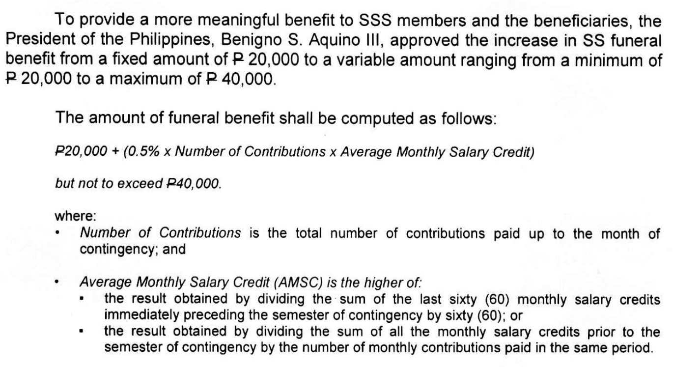 Make Today Count Good news SSS increases Funeral Benefit effective