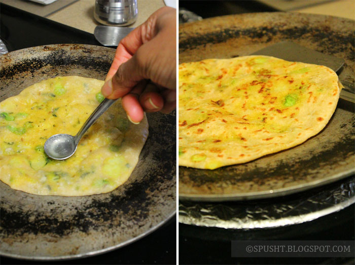 spusht | roasting paratha with ghee over flat pan (tawa)