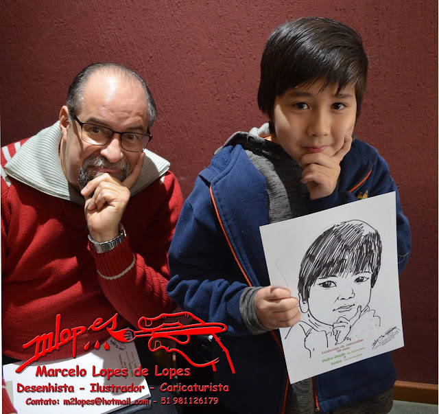 Caricaturas ao vivo na festa com o Desenhista Marcelo Lopes de Lopes