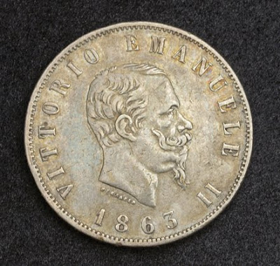 Italy 2 Lire Silver Coin King Victor Emanuel