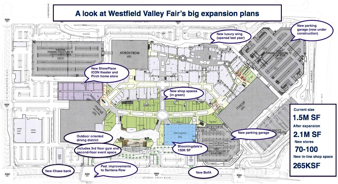 Aerial View of the San Jose, California Valley Fair Shopping Center