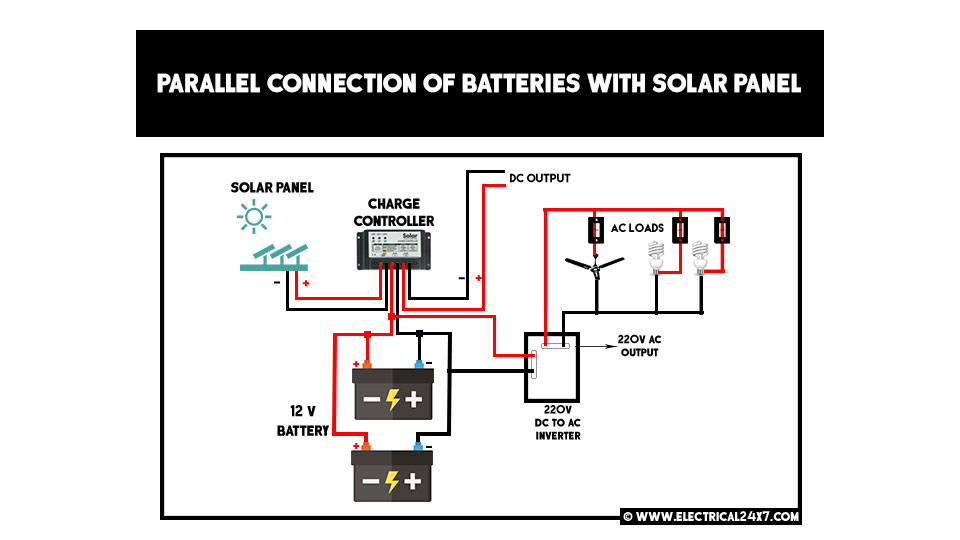 Series and Parallel connection of batteries with solar panel