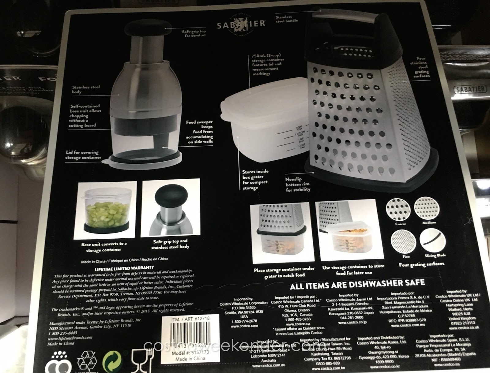 Sabatier 3piece Stainless Steel Food Chopper & Grater Set Costco