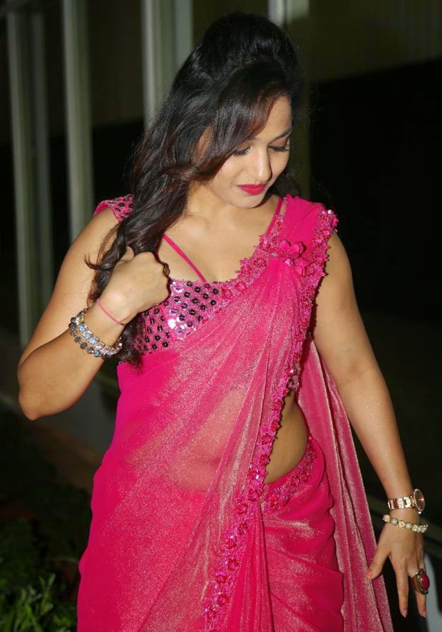 Actress Mahdavi Latha Latest Unseen Photos In Saree Low Hip Saree Actress