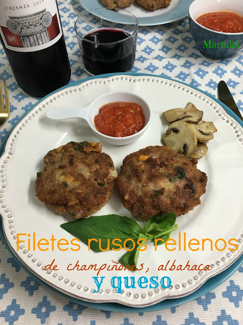 Filetes Rusos Rellenos De Champiñones, Albahaca Y Queso