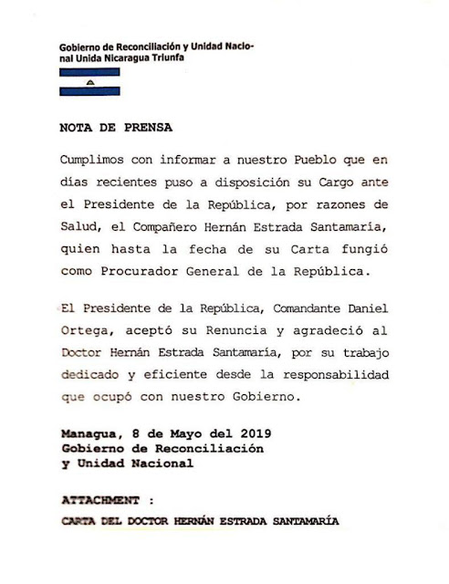 Nicaragua: Renuncia Hernán Estrada