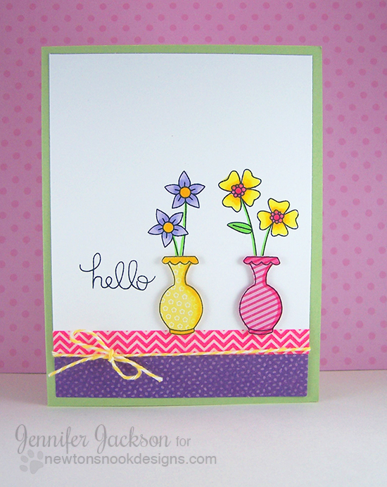 Flower Vase Card for Inky Paws Challenge #9 | Newton's Nook Designs