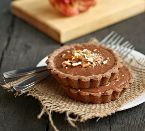 Chocolate Peanut Butter Pretzel Tarts for Two