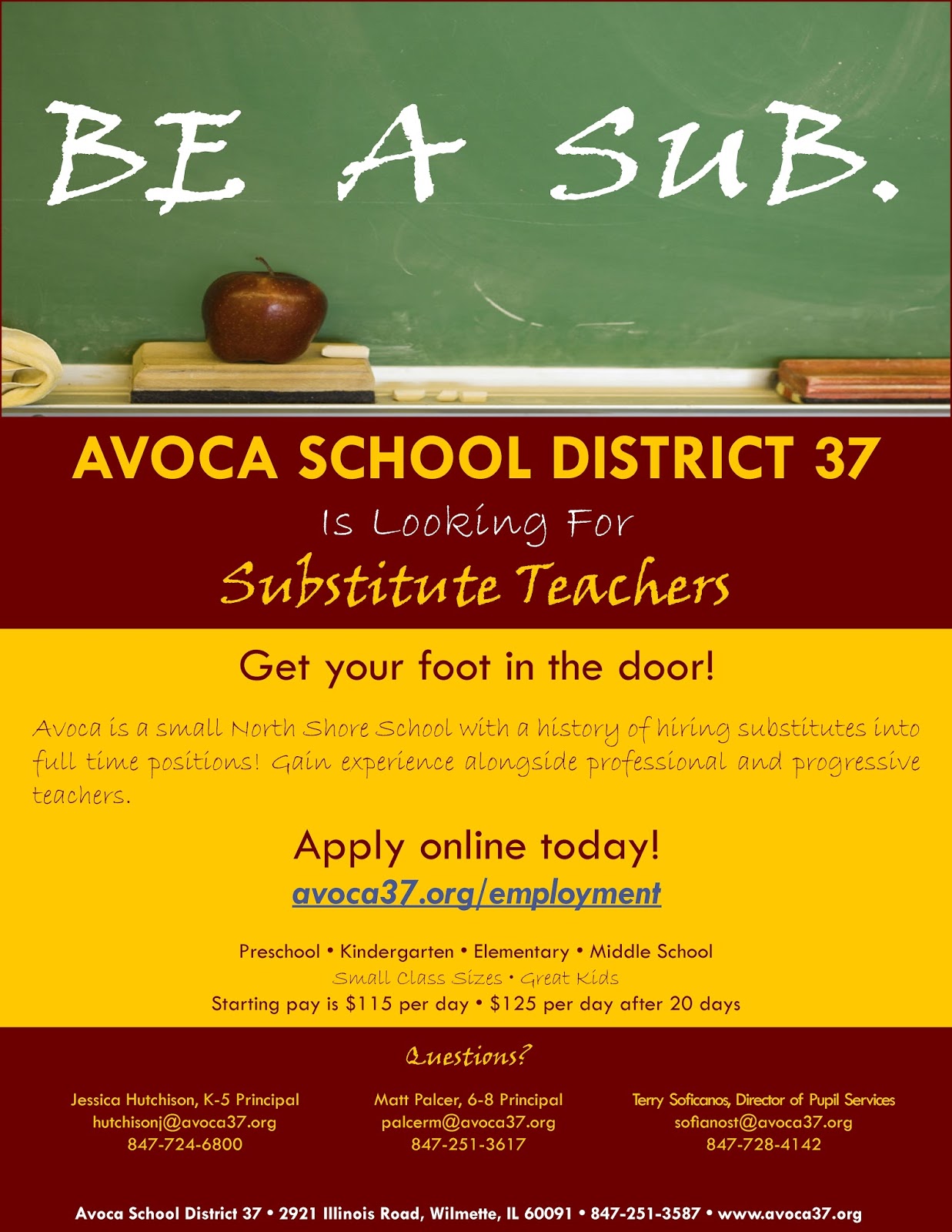 Jobs COE Avoca School District 37 is looking for Substitute Teachers