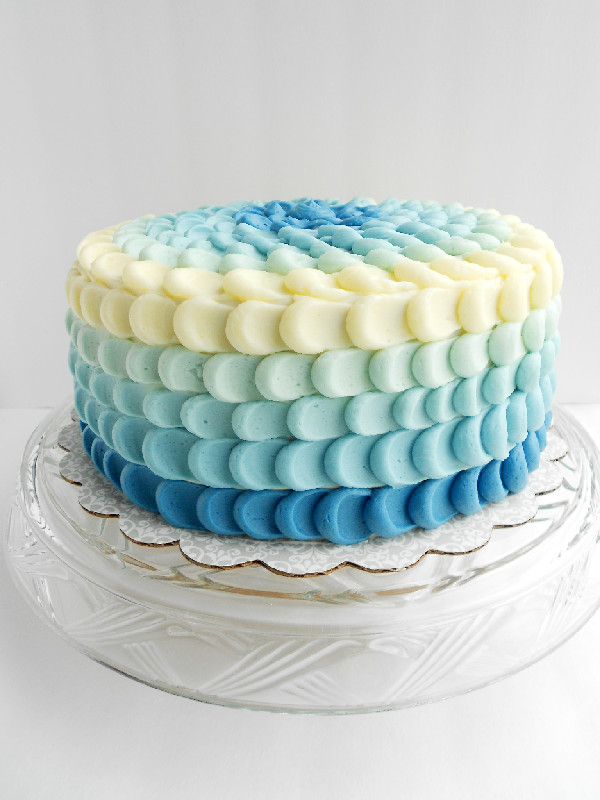 Blue Ombre Petal Cake - Confessions of a Confectionista