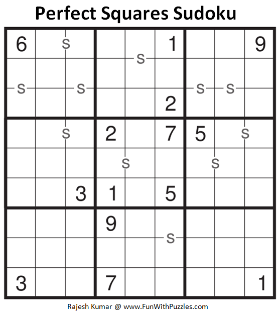 Perfect Squares Sudoku Puzzle (Fun With Sudoku #310)