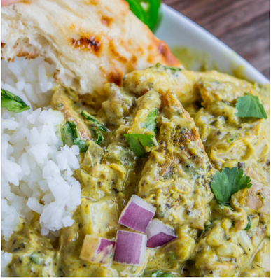 Slow Cooker Basil Chicken in Coconut Curry Sauce #healthyfood