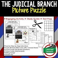 Judicial Branch, Civics Test Prep, Civics Test Review, Civics Study Guide, Civics Interactive Notebook Inserts, Civics Picture Puzzles