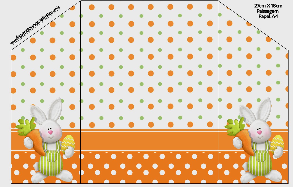Pascua en Naranja: Invitaciones para Imprimir Gratis. Sobre para invitación. Corta las esquinas superiores y dobla hacia adentro los laterales.