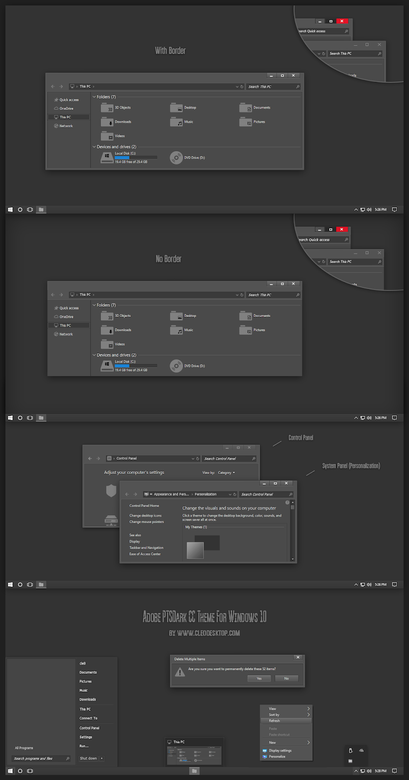 Adobe PTSDark CC Theme Windows10 November 2019 Update 1909 Lenxp