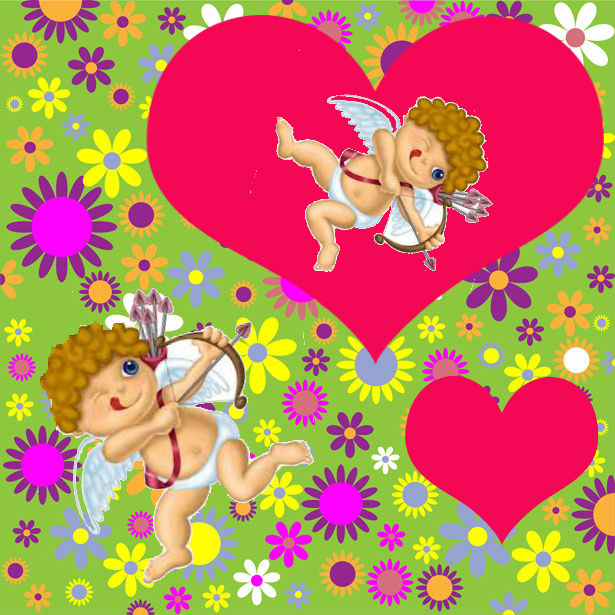 Cupido lanzando corazones con flechas de amor