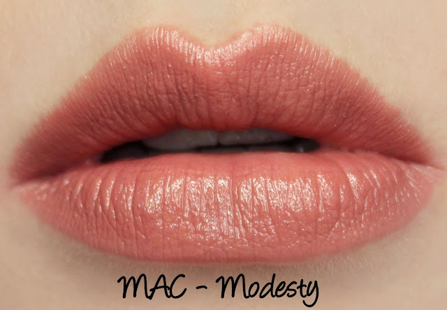 MAC Modesty lipstick swatches & review