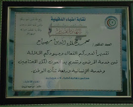 Certificate of Appreciation to Professor Alaa Mosbah