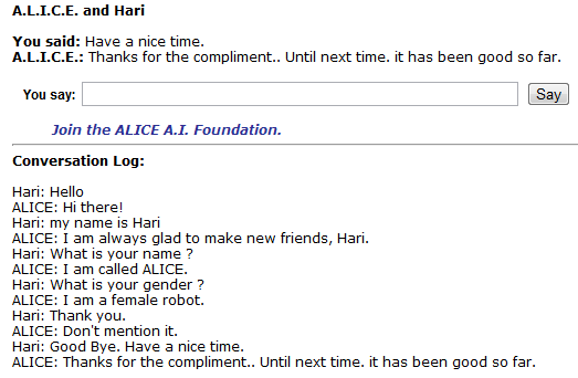 Chatting with Alice