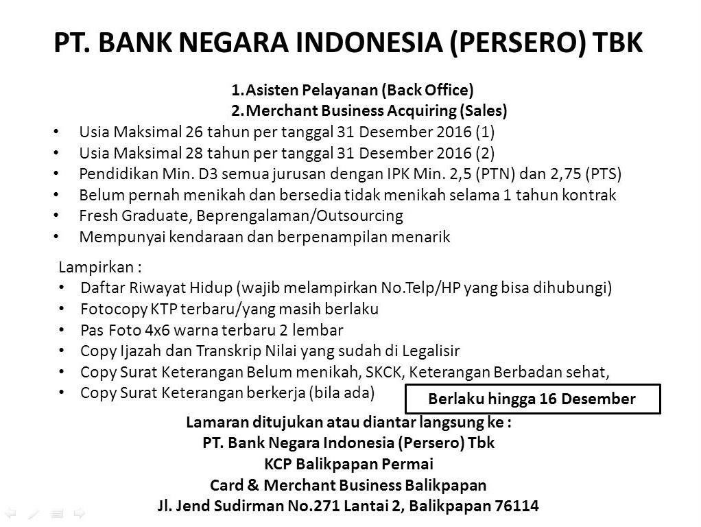 Rakyat persero tbk lowongan bri recruitment pengembangan staff kerja