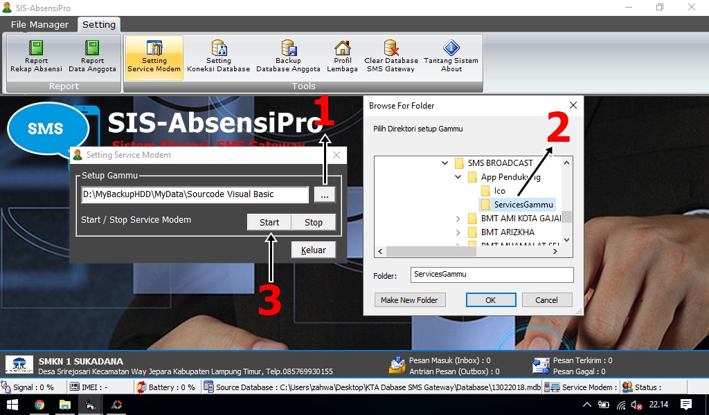 Absensi Barcode Scanner Berbasis VB6 Dilengkapi SMS Gateway Gudang