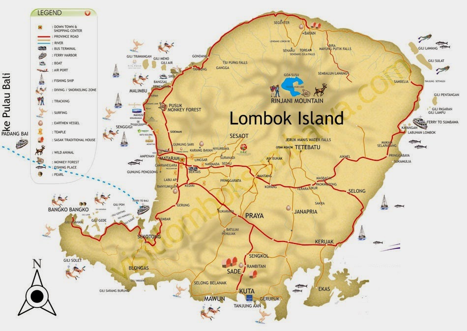 Peta Destinasi Wisata Nasional Lombok
