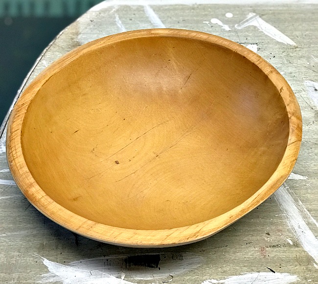A wooden bowl turned into a spring pedestal bowl