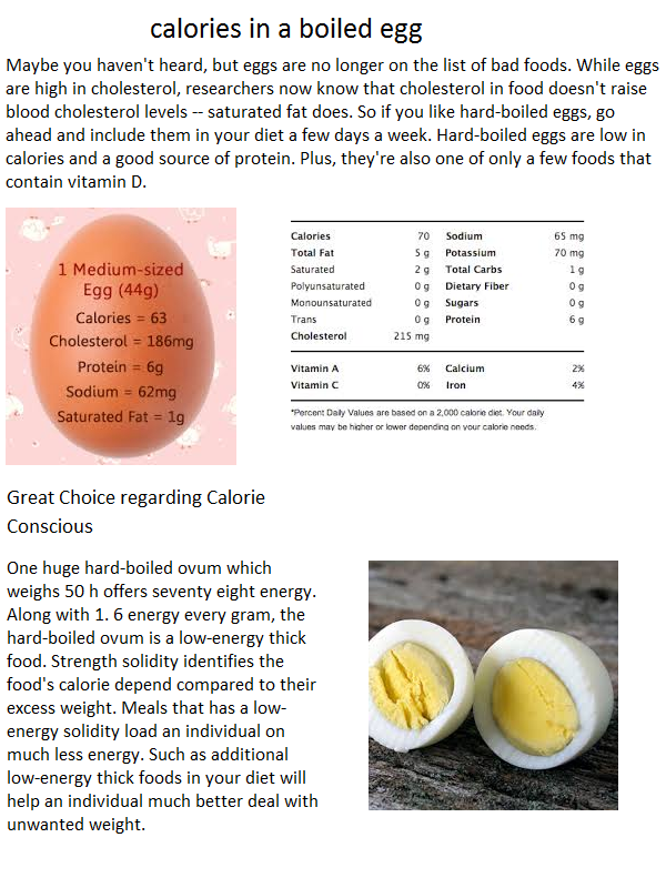 Nutritional value of hard-boiled egg