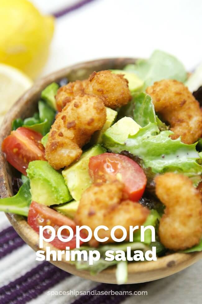 Avocado Popcorn Shrimp Salad from Spaceships and Laserbeams