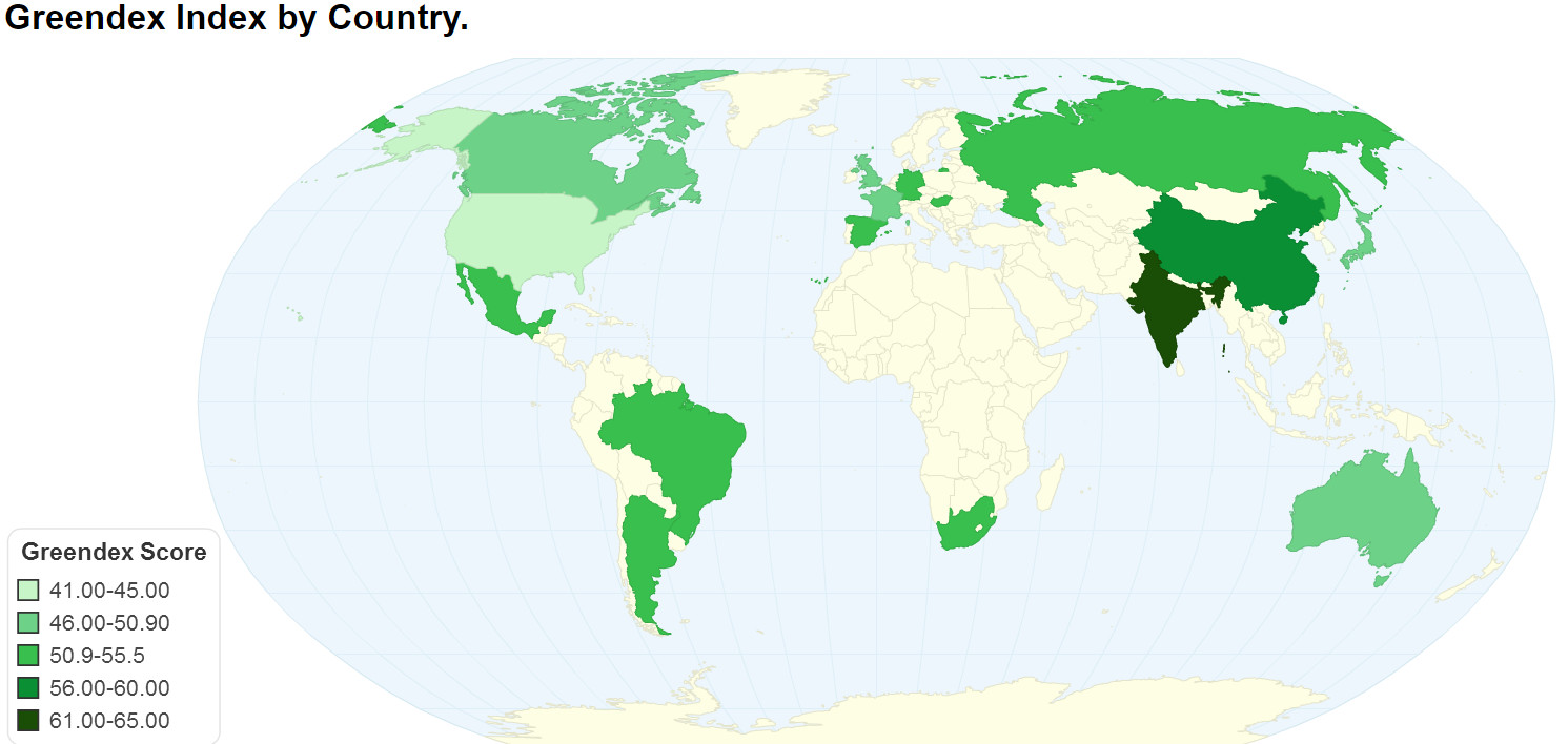 Greendex Index by Country Greendex Index by Country